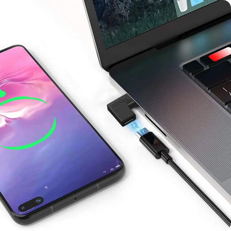Adaptador USB Tipo C Macho-Hembra de Angulo 90° 
