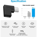 Adaptador USB Tipo C Macho-Hembra de Angulo 90° 