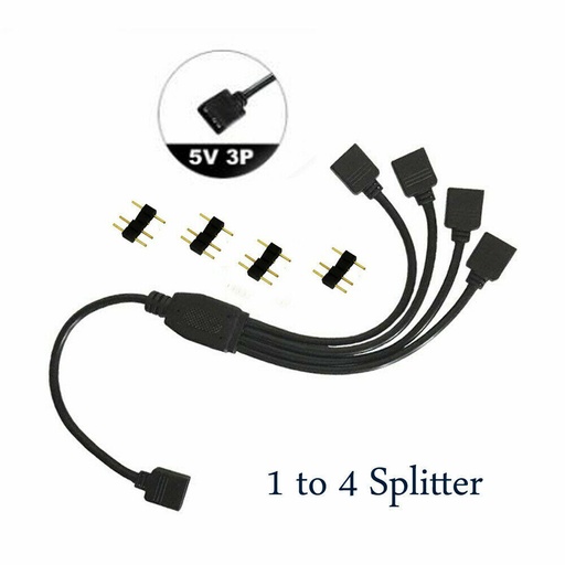 Adaptador de Cable de extensión 1 A 4 ARGB 5V 3Pin 30cm 